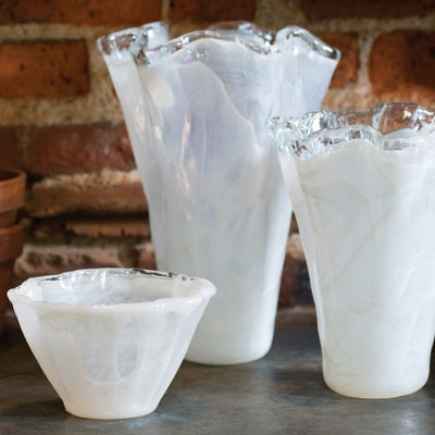 Vietri Onda Glass White Large Vase