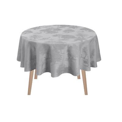 Le Jacquard Francais Souveraine Silver Round Tablecloth