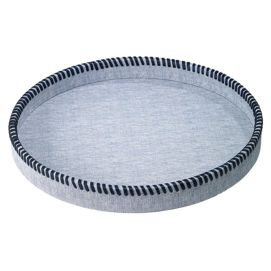 Bodrum Linens Whipstitch Bluebell Round Tray