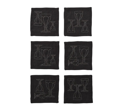 Kim Seybert Harcourt Black/Gunmetal Cocktail Napkins