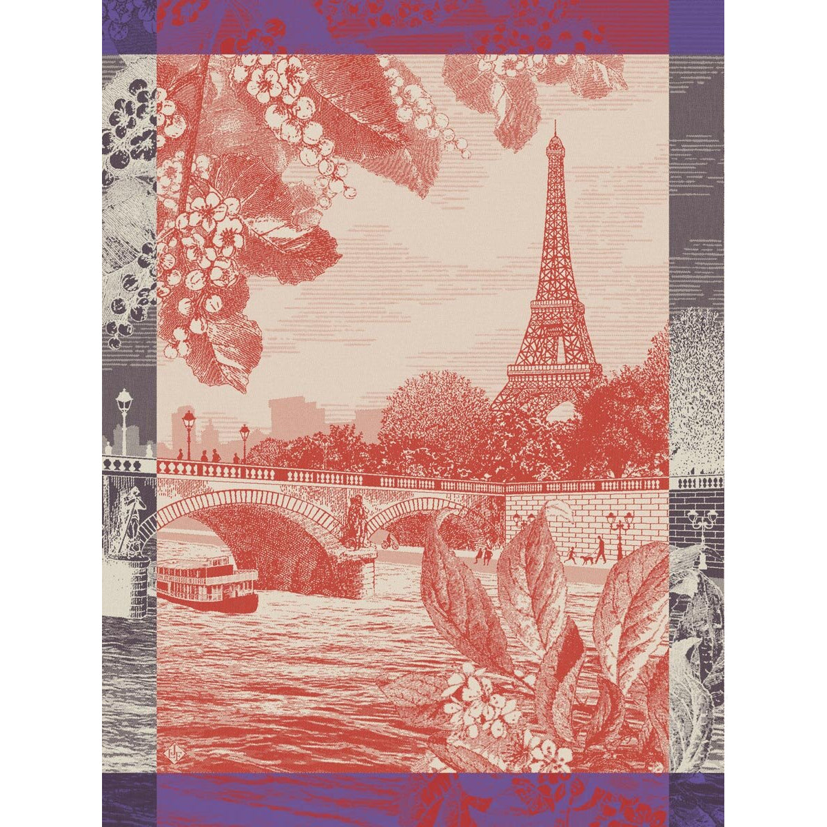 Le Jacquard Francais Paris sur Seine Red Tea Towel