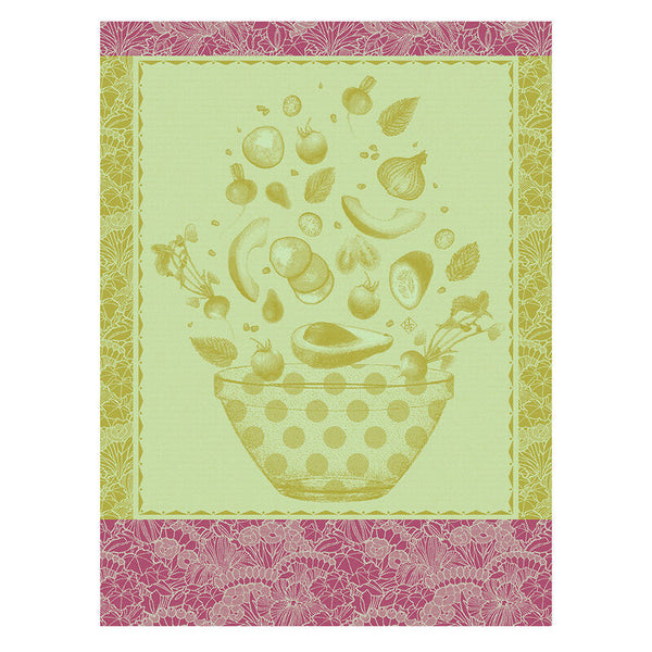 Le Jacquard Altitude Tea Towel - Green and Pink main image 1