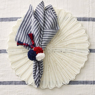 Kim Seybert Fiesta White, Navy & Red Napkin Rings (set of 4)