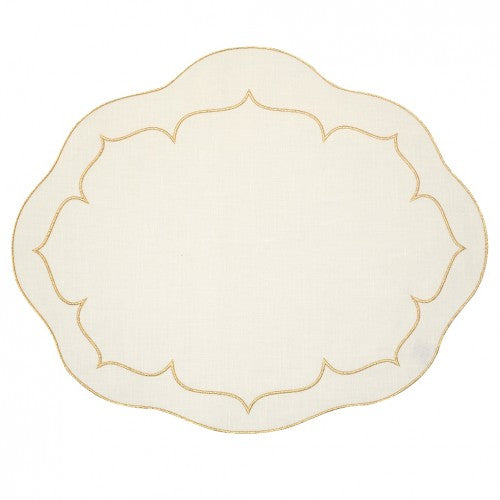 Skyros Designs Linho Ivory with Gold Oval Placemat (set of 4)