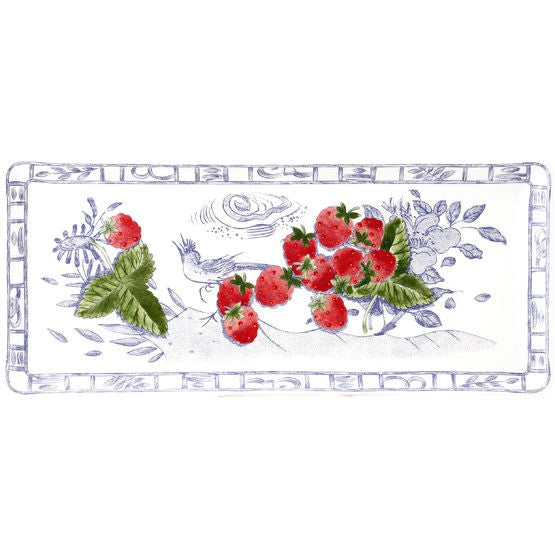 GIEN Oiseau Bleu Fruits Oblong Serving Tray | French Faience