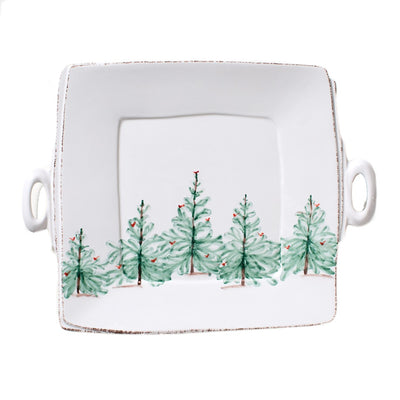 Vietri Lastra Holiday Handled Square Platter