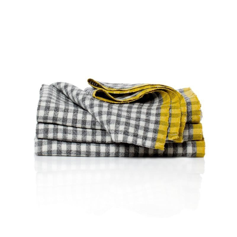 Caravan Two-Tone Gingham Grey Dijon Napkin (set of 4)