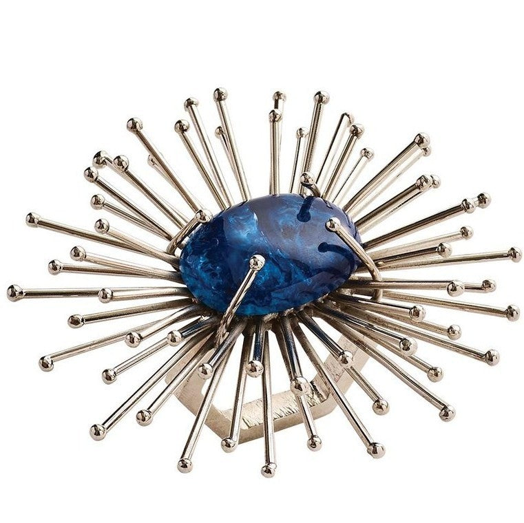 Kim Seybert Flare Silver & Cobalt Napkin Rings (set of 4)
