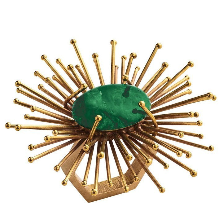 Kim Seybert Flare Gold & Emerald Napkin Rings (set of 4)