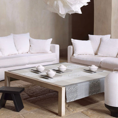 Le Jacquard Francais Fleurs de Kyoto Mist Coated Tablecloth