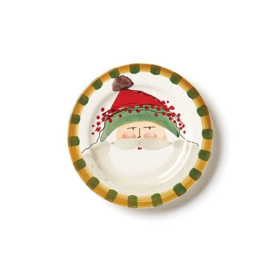 Vietri Old St. Nick Green Hat Round Salad Plate