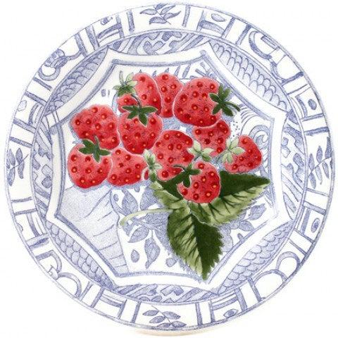 GIEN Oiseau Bleu Fruits Strawberry Salad Plate | French Faience
