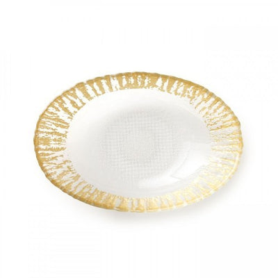 Vietri Rufolo Glass Gold Medium Oval Serving Bowl