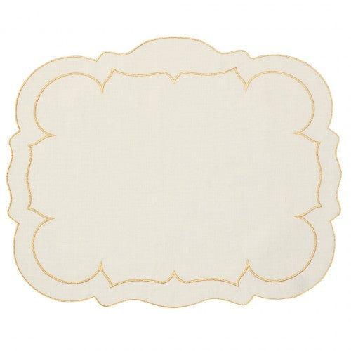 Skyros Designs Linho Ivory with Gold Rectangle Placemat (set of 4)