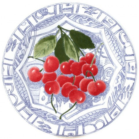GIEN Oiseau Bleu Fruits Cherry Salad Plate | French Faience