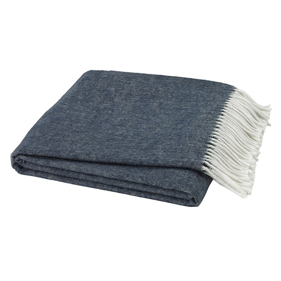Lands Downunder Navy Italian Herringbone Throw