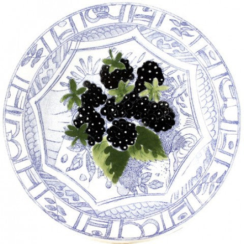 Gien Oiseau Bleu Fruits Black Berry Bread Plate