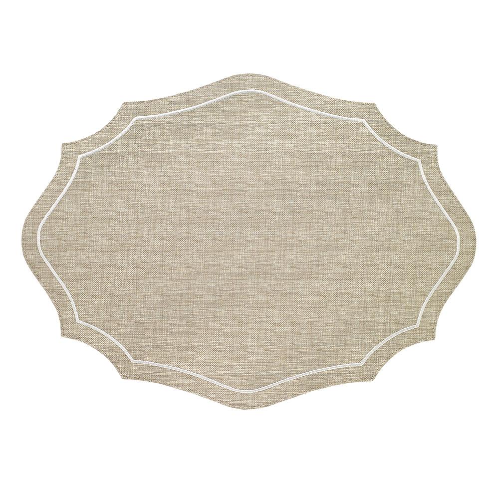 Bodrum Linens Byzantine Beige White Placemat