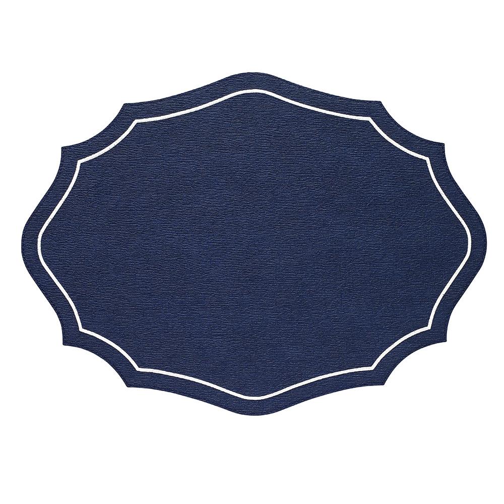 Bodrum Linens Byzantine Navy White Placemat