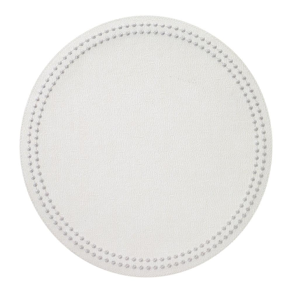 Bodrum Linens Pearls Antique White/Silver Placemat