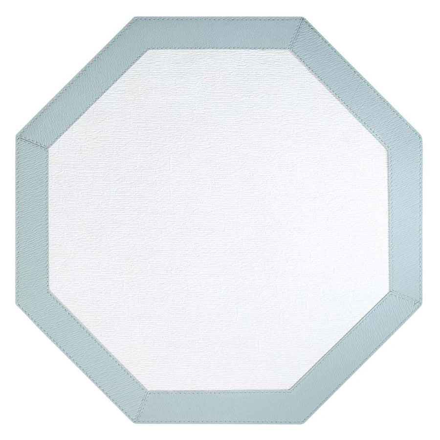 Bodrum Linens Bordino Antique White/Celadon Octagon Placemat