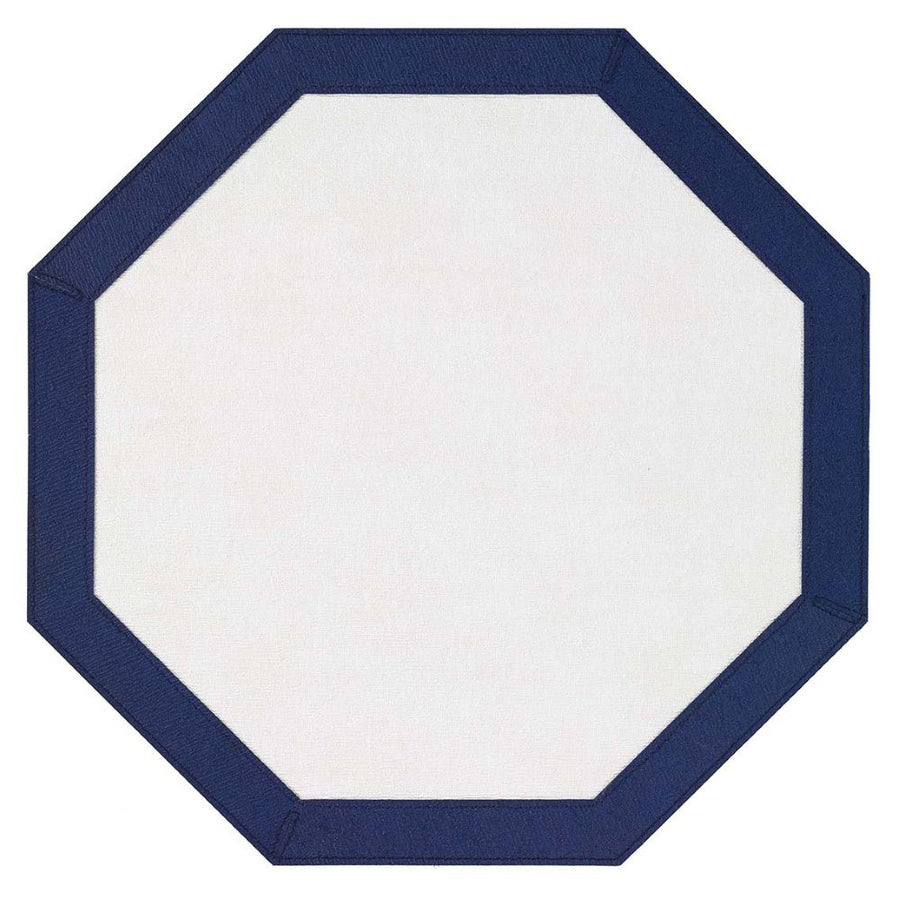 Bodrum Linens Bordino Antique White/Navy Octagon Placemat