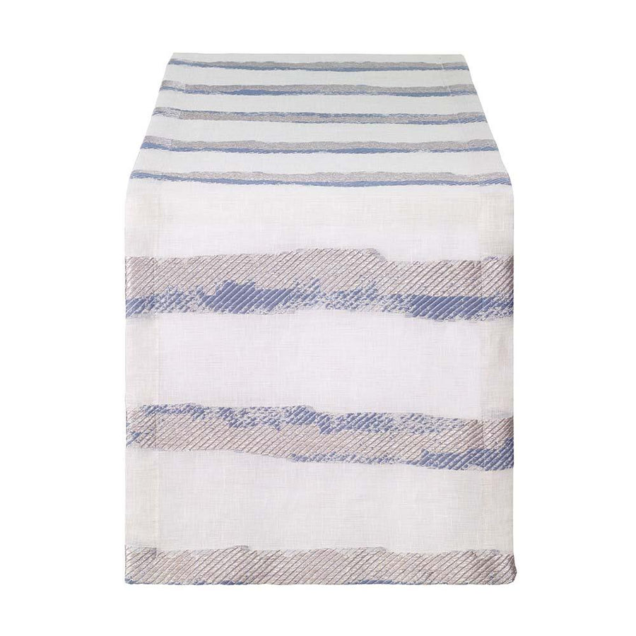 Bodrum Linens Brushstroke Ice Blue Runner