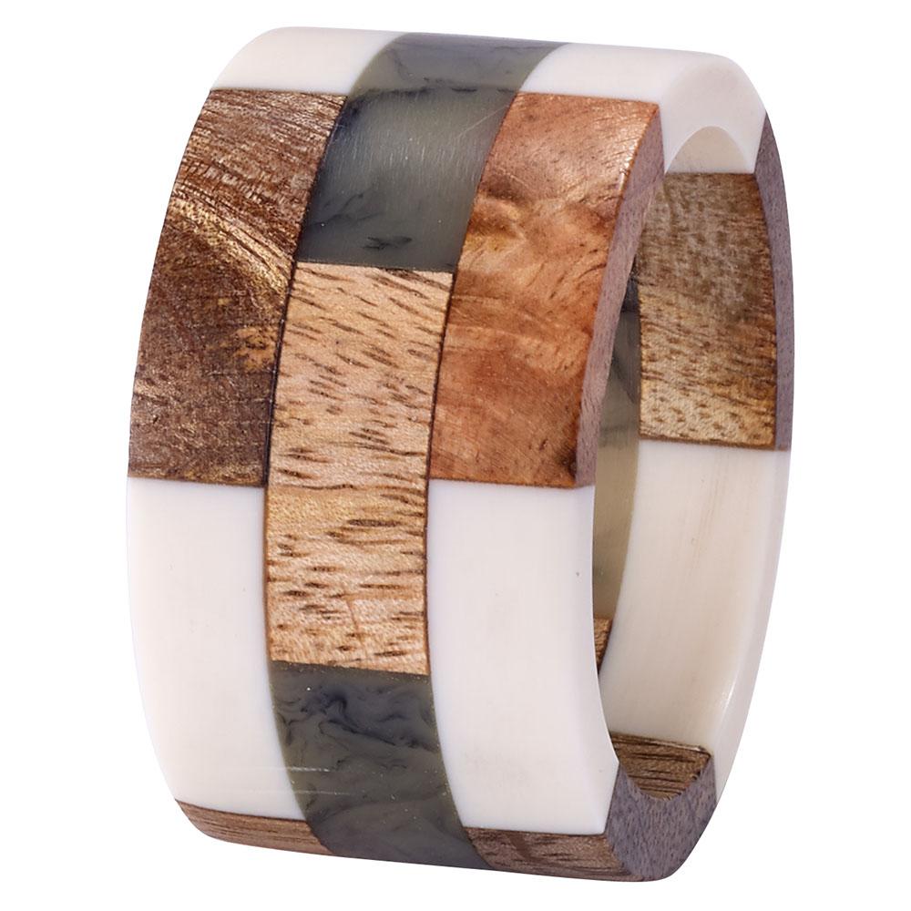 Bodrum Linens Patched Wood Napkin Rings (set of 4)