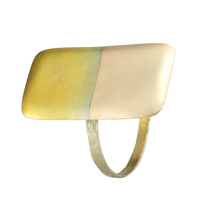 Set of four Bodrum Linens rectangular napkin rings featuring a sleek design with a gold and yellow finish.