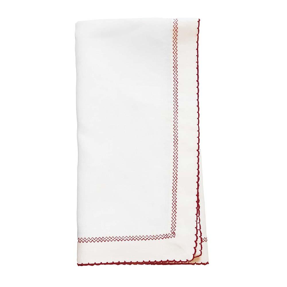 BODRUM LINENS Picot White with Red Napkins - Yvonne Estelle's