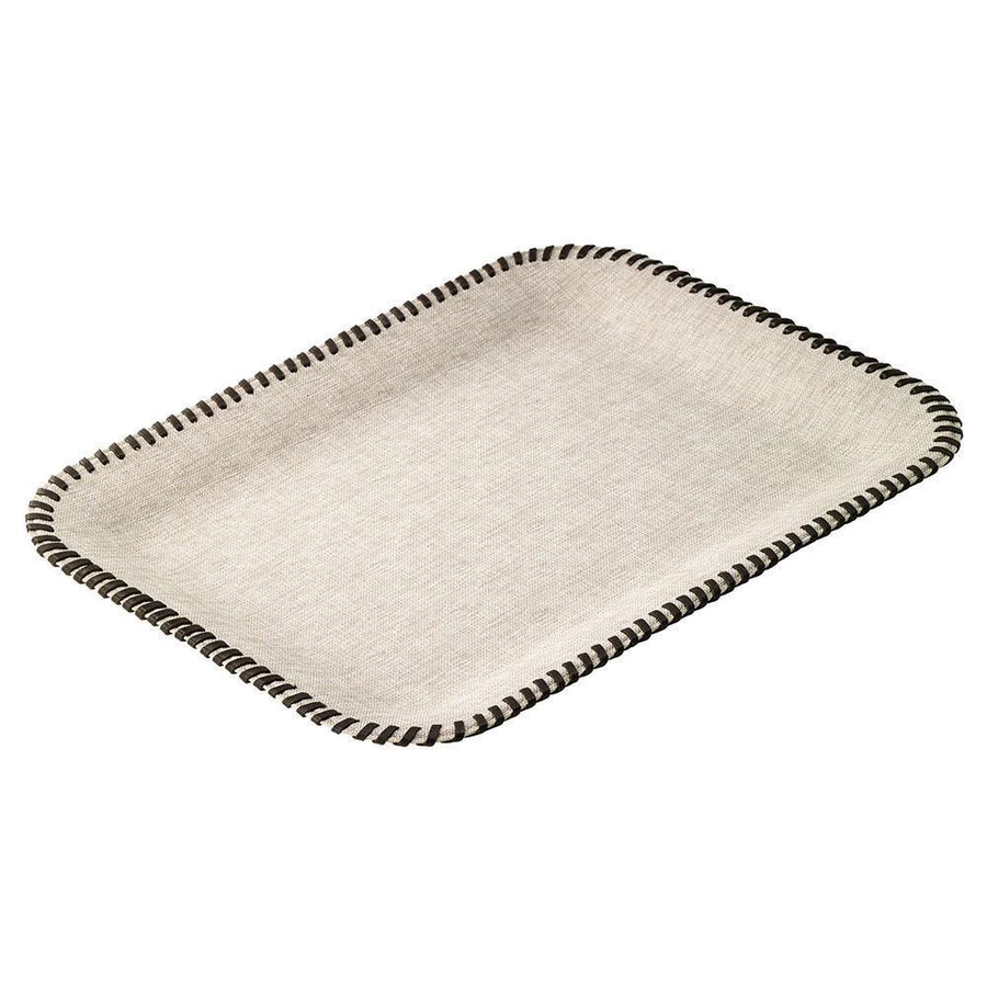 Bodrum Linens Whipstitch Beige Rectangular Tray