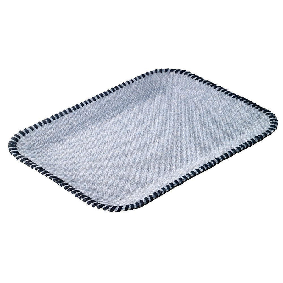 Bodrum Linens Whipstitch Bluebell Rectangular Tray