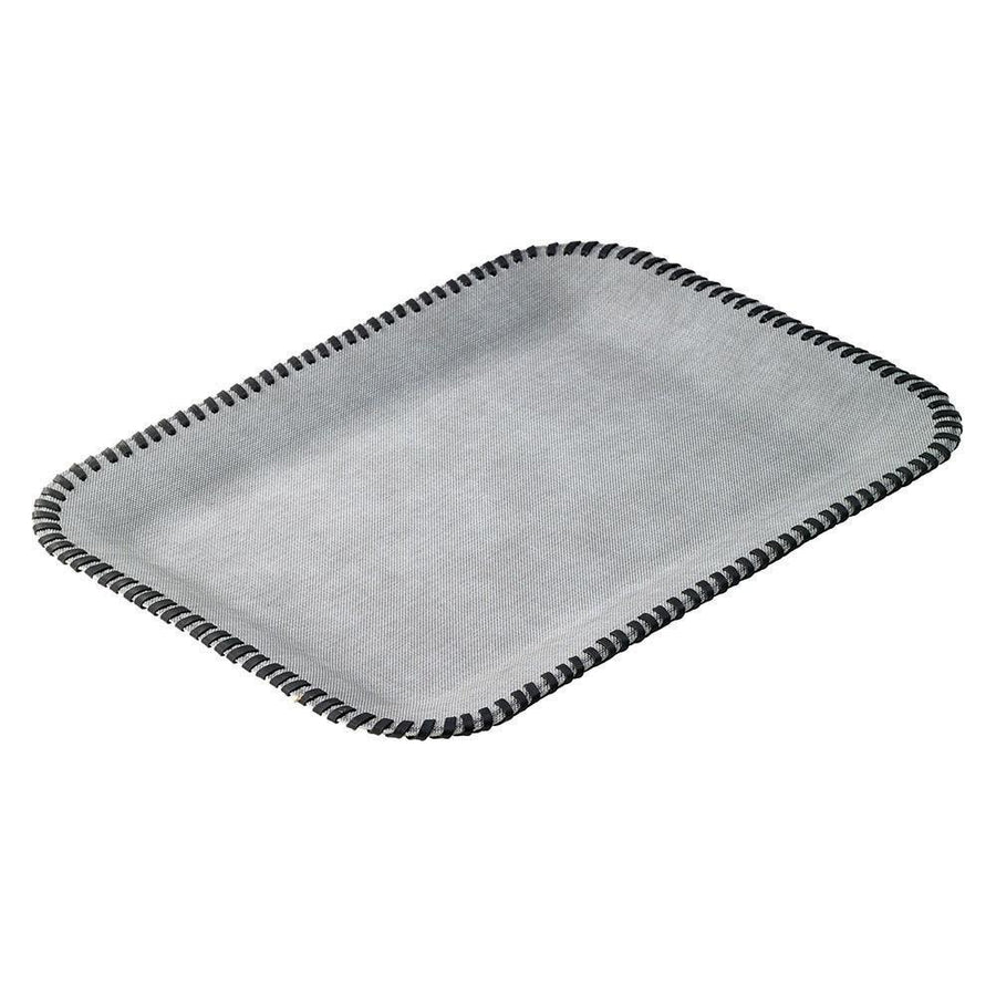 Bodrum Linens Whipstitch Gray Rectangular Tray