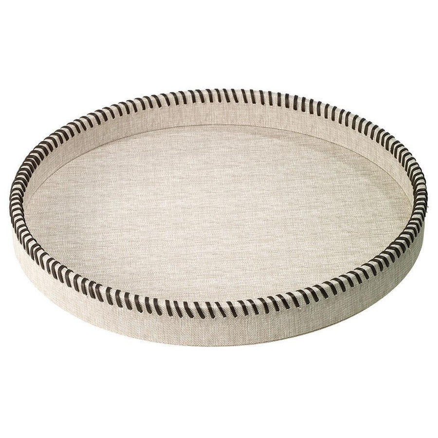 Bodrum Linens Whipstitch Beige Round Tray