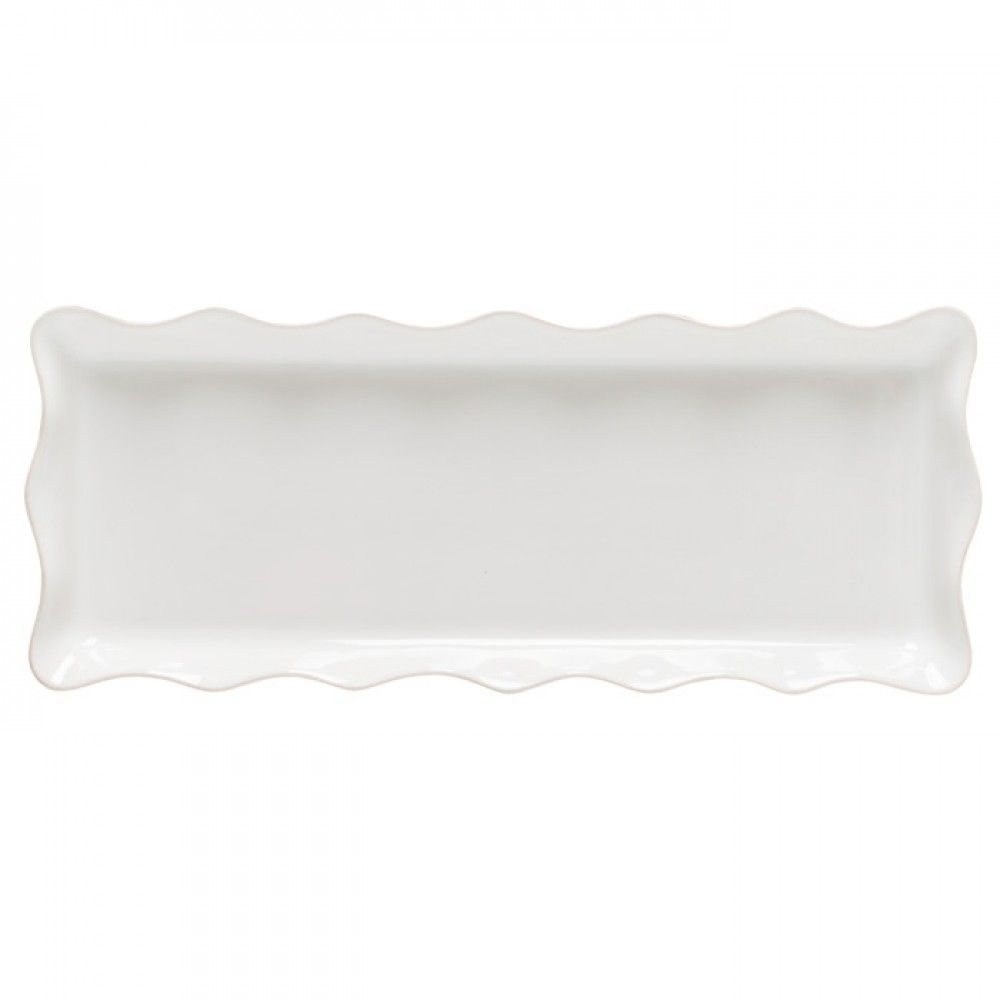 Casafina Cook & Host White Ruffled Rectangular Tray
