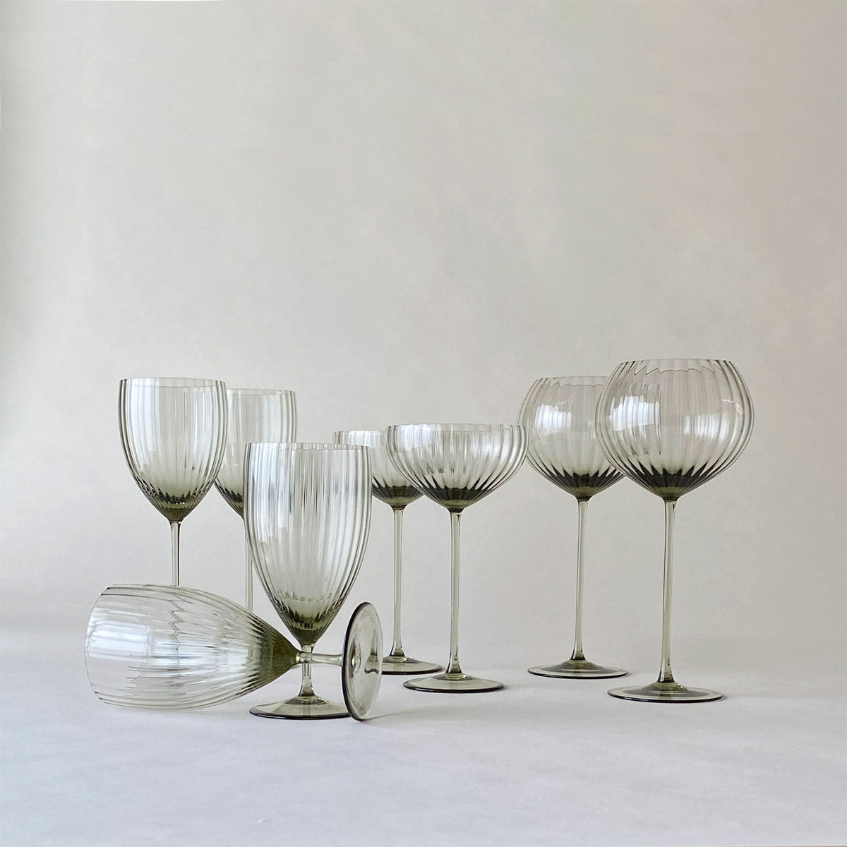 Ribbed Optic Martini Glasses Set of 4