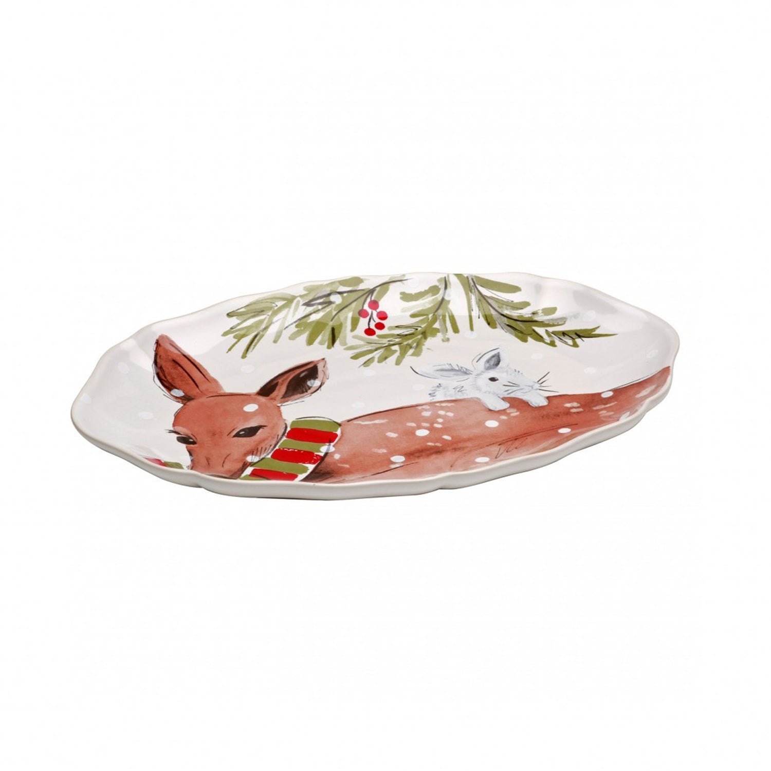 Casafina Deer Friends White Small Oval Platter