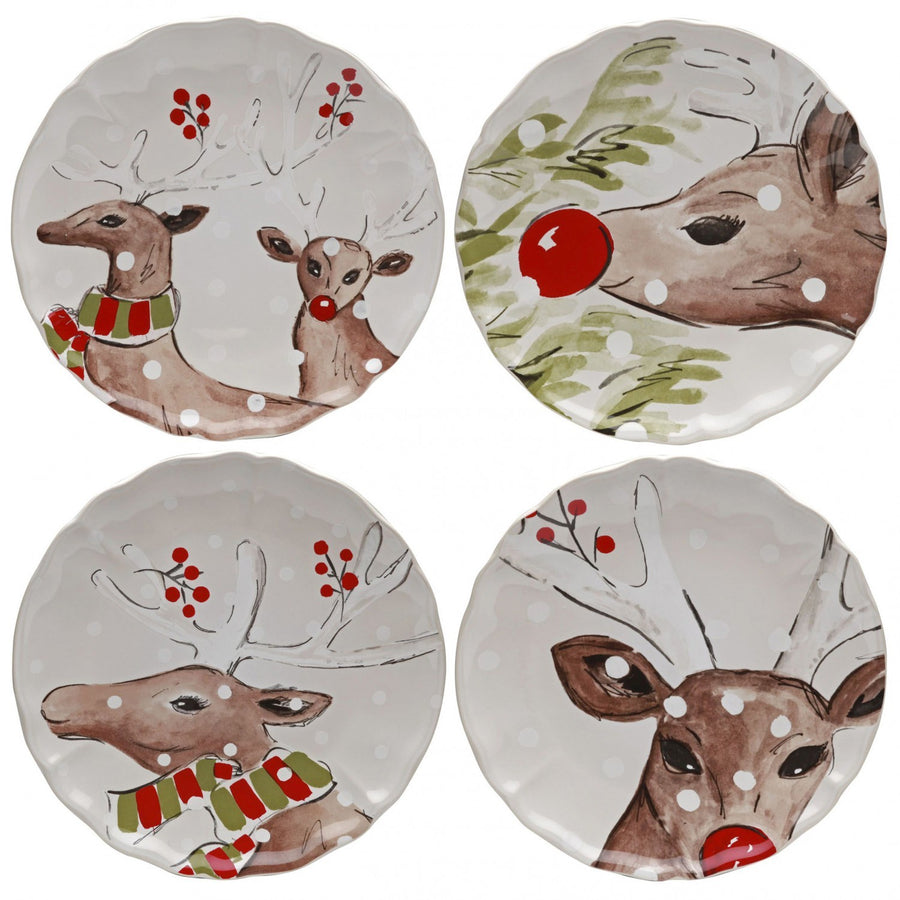 Casafina Deer Friends White Dinner Plates
