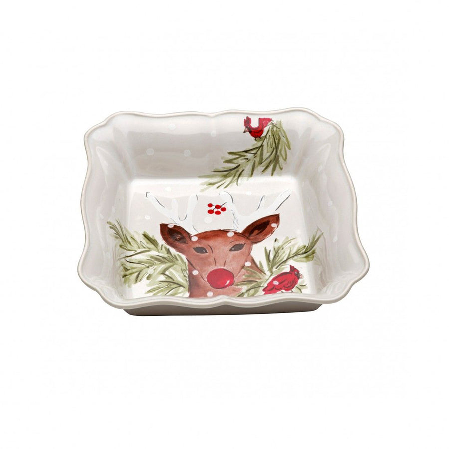 Casafina Deer Friends White Square Baker