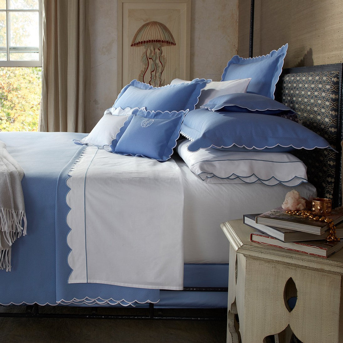 Matouk Diamond Pique King Silver Coverlets