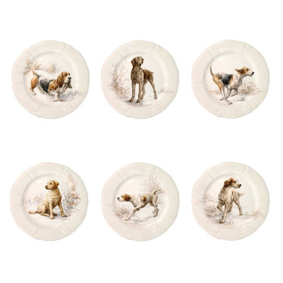 Gien Sologne Assorted Hunting Dog Salad Plates (set of 6)