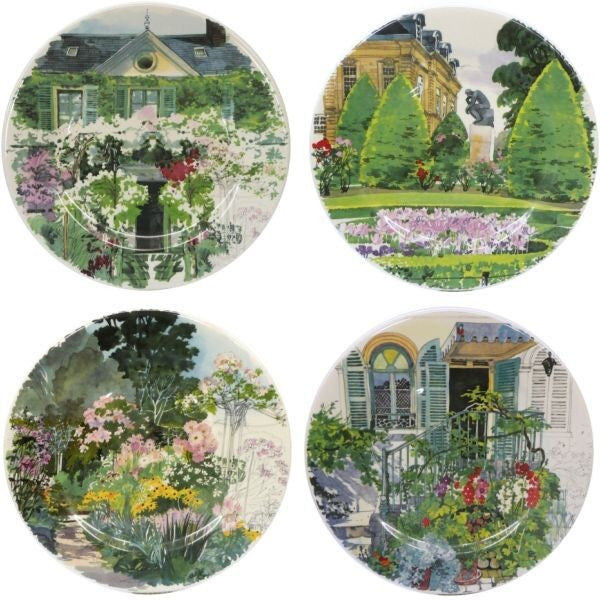 Gien DE PARIS A GIVERNY デザートプレート 4枚セット GIEN Paris Giverny Dessert Plates - Yvonne Estelle's