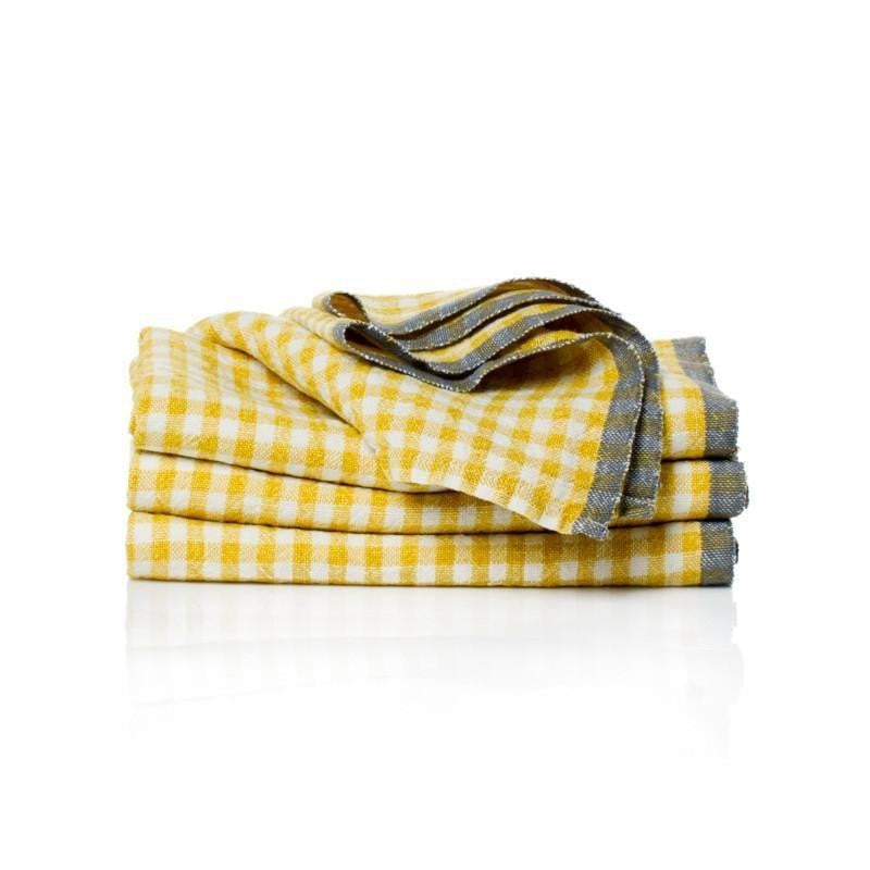 Caravan Two-Tone Gingham Dijon Grey Napkin (set of 4)