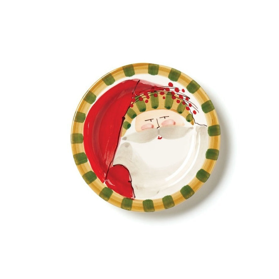 Vietri Old St. Nick Striped Hat Round Salad Plate
