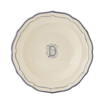 Gien Filet Bleu Monogram D Soup Plate