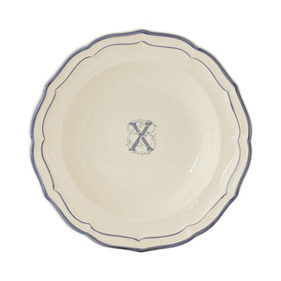 Gien Filet Bleu Monogram X Soup Plate