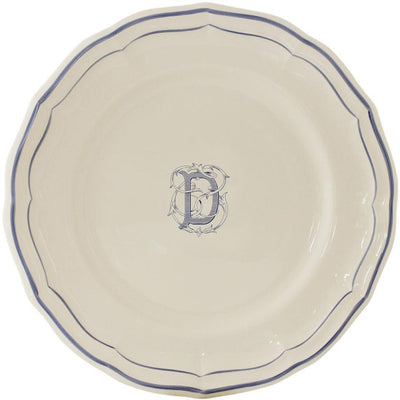 Gien Filet Bleu Monogram D Dinner Plate