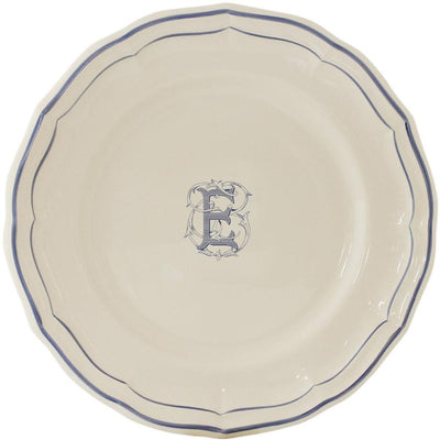 Gien Filet Bleu Monogram E Dinner Plate