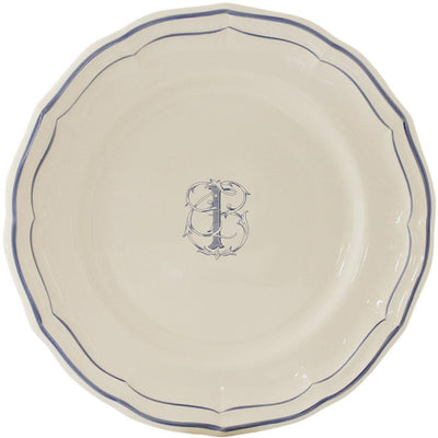 Gien Filet Bleu Monogram I Dinner Plate