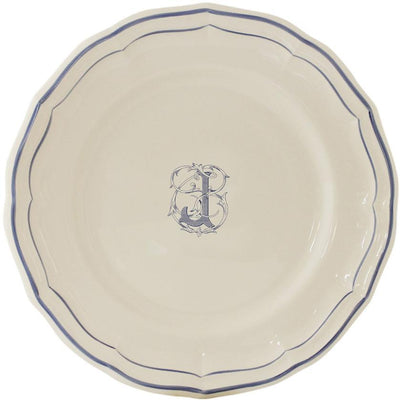 Gien Filet Bleu Monogram J Dinner Plate